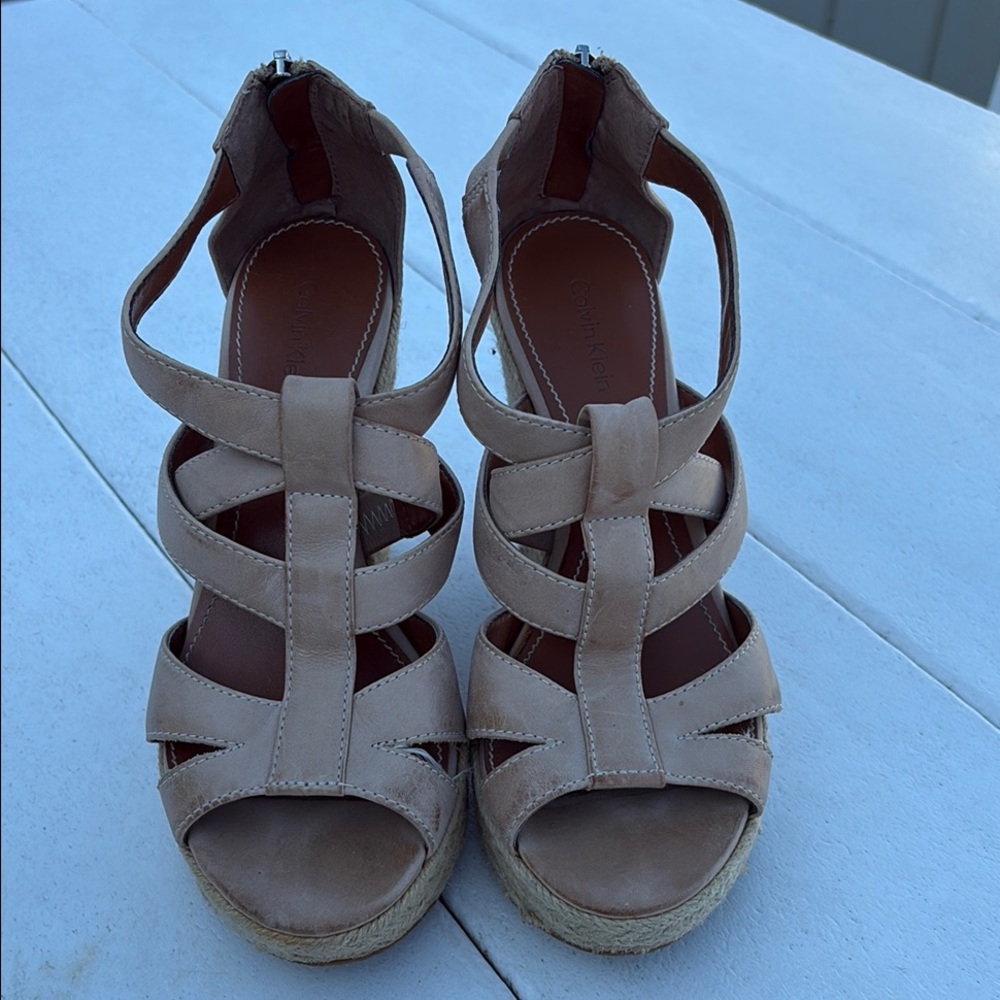 Calvin Klein Tan Espadrilles with Woven Straps